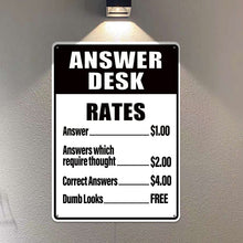 Answer Desk Rates - Gifts For Friend Personalized Custom Metal Sign Office Decor Humor