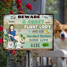 Lady And Her Spoiled Dogs In The Garden - Garden Sign - Personalized Custom Classic Metal Signs