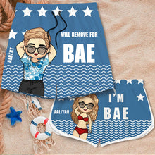 Will Remove For Bae - Personalized Couple Beach Shorts - Matching Swimsuits For Couples - Gift For Couples, Husband Wife