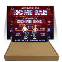 Home Bar Every Hour Is Happy Hour Husband Wife - Couple Gift - Personalized Custom Classic Metal Signs