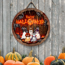 Halloween Custom Wooden Signs, Halloween Decorations For Cat Lovers, Scary Lava Monster Front Door Signs , Cat Mom Gifts