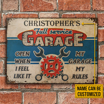 Personalized Auto Mechanic Garage Open When Customized Classic Metal Signs-CUSTOMOMO