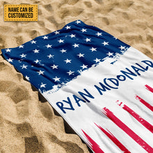 US Flag Personalized Bath Towel Personalized Name - Beach Towel - Custom Pool Towel Beach Towel