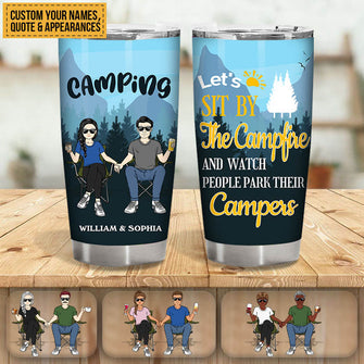 Let's Sit By The Campfire Gift for Couple - Camping Gift - Personalized Custom Tumbler