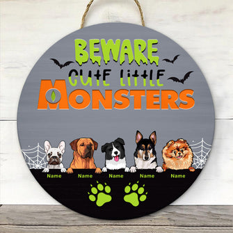 Halloween Welcome Door Signs, Gifts For Dog Lovers, Beware Cute Little Monster , Dog Mom Gifts