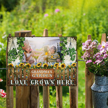 Custom Photo Garden Grandmother Grandchildren Sunflowers Custom Classic Metal Signs-CUSTOMOMO