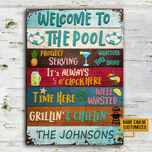 Swimming Pool Proudly Serving Grillin' Custom Classic Metal Signs-CUSTOMOMO