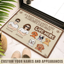 A Crazy Dog Lady And Grumpy Old Man Live Here - Couple Doormat - Gift for Dog Lovers, Couples Personalized Custom Doormat