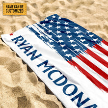 Personalized Bath Towel US Flag Customized Name - Beach Towel - Custom Pool Towel Beach Towel
