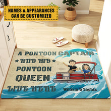 Personalized Custom Doormat - A Pontoon Captain And His Pontoon Queen Live Here Couple Gift