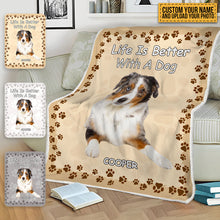 Custom Photo Life Is Better With Dog&Cat - Pet Blanket - Gifts For Pet Lovers Personalized Custom Fleece Flannel Blanket