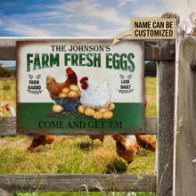 Personalized Chicken Farm Fresh Eggs Green Customized Classic Metal Signs-CUSTOMOMO