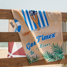 Good Times & Tan Lines - Beach Towel - Gift For Friend Personalized Custom Beach Towel