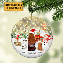 Girl And Her Dogs - Personalized Dog Christmas Ornament