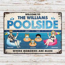 Family Couple Poolside Where Memories Are Made - Gift For Couple - Personalized Custom Classic Metal Signs-CUSTOMOMO