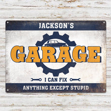 Garage Sign - I Can Fix Anything Gift for Dad And Grandpa - Auto Mechanic Garage Gift - Personalized Custom Classic Metal Signs