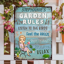 Garden Rules Feel The Breeze Enjoy The Beauty Gardening - Garden Sign - Personalized Custom Classic Metal Signs