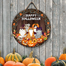 Halloween Cats Wreath Personalized Door Hanger Sign