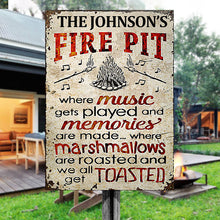 Personalized Camping Fire Pit Get Toasted Color Customized Classic Metal Signs (white)