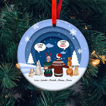 Personalized Ceramic Ornament, Christmas Couple Sitting Together Conversation, Gift For Couple, Husband, Wife, Dog Lovers