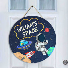 Personalised Space Name Sign, Children's Bedroom Decor, Space Door Hanger, Kids Name Plaque, Boys Bedroom Round Door Sign
