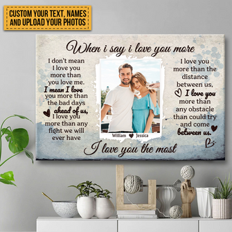 Custom Photo - I Love You More Than The Distance Betwwen Us - Couple Canvas - Personalized Custom Canvas