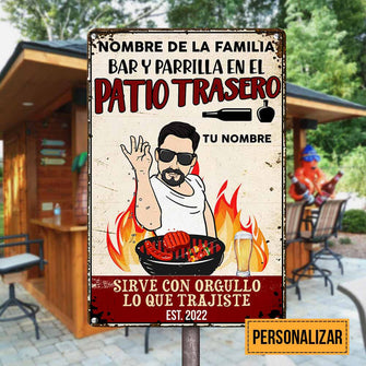 Outdoor Backyard Bar Man Spanish Patio Metal Sign-CUSTOMOMO