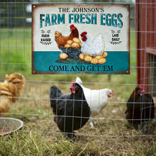 Personalized Chicken Farm Raised Laid Daily Turquoise Customized Classic Metal Signs-CUSTOMOMO
