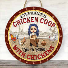 Life Is Better With Chickens - Personalized Round Wood Sign - Chicken Coop Decoration, Funny Chicken, Farmhouse Decorations Gift For Chicken Lovers, Farmer
