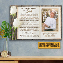 Custom Photo In Loving Memory Of Dad Forever In Our Hearts - Memorial Canvas - Personalized Custom Canvas Wall Art