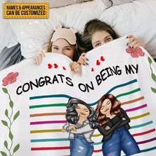 Congrats On Being My Bestie - Bestie Blanket - Gifts For Her Personalized Custom Fleece Flannel Blanket