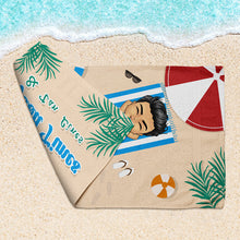 Good Times & Tan Lines - Beach Towel - Gift For Friend Personalized Custom Beach Towel