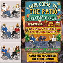 Welcome To The Patio Proudly Serving Whatever You Bring Husband Wife Couple - Patio Sign - Personalized Custom Classic Metal Signs