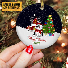 Meowy Christmas Stars Night Sky Circle Ceramic Ornament - Personalized Cat Lovers Decorative Christmas Ornament