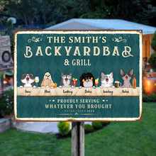 Backyard Bar & Grill - Personalized Metal Sign - Birthday, Loving Gift For Dog Mom, Dog Dad, Cat Mom, Cat Lover, Dog Lover, Pet Owners