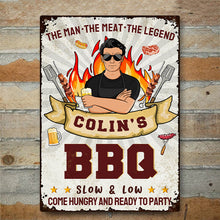 Grilling The Man The Meat The Legend - Gift For Father And Grandpa - Personalized Custom Classic Metal Signs