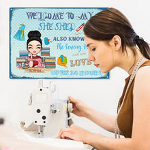 Welcome To My She Shed - Personalized Metal Sign - Birthday, Welcome Sign, Home Decor Gift For Sewing, Quilting, Crochet Lover, Mom, Grandma