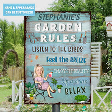 Custom Photo Garden Rules Feel The Breeze Enjoy The Beauty Gardening - Garden Sign -Custom Face - Personalized Classic Metal Signs