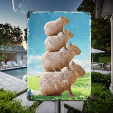 Funny Stacked Capybaras Metal Sign, Farmhouse Sign, Wall Decoration