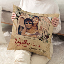 Custom Photo - Together With You Since - Personality Customized Pillow - Valentine's Day Gift For Love - Gift For Husband Wife Bf Gf