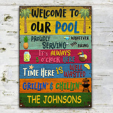 Personalized Swimming Welcome To Our Pool Customized Classic Metal Signs