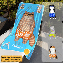 Swimsuit Fluffy Cats Gift For Pet Lovers - Cat Lovers - Personalized Beach Towel
