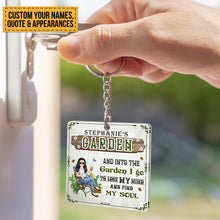 Personalized Custom Keychain And Into The Garden I Go Gardening Girl Gift For Gardening Lovers