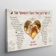 Custom Photo The Moment That You Left Me My Heart Was Split In Two Dog Memorial Gift For Dog Lovers Personalized Custom Canvas Wall Art