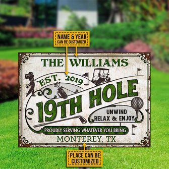 Personalized Golf 19th Hole Proudly Customized Classic Metal Signs-CUSTOMOMO