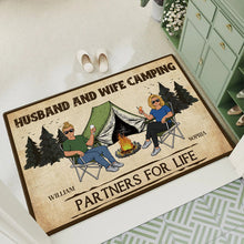 Camping Partners For Life Husband Wife Camping Couple - Personalized Custom Doormat