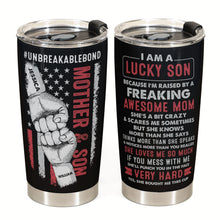 Lucky Son Of An Awesome Mom - Personalized Tumbler Cup - Birthday Gift For Son
