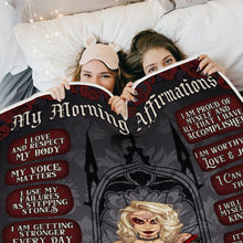 My Morning Affirmation - Blanket - Skull Girl With Make-up Face Gifts For Her Personalized Custom Fleece Flannel Blanket