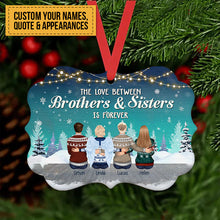 The Love Between Brothers & Sisters Is Forever - Personalized Custom Benelux Shaped Wood Christmas Ornament - Gift For Siblings, Christmas Gift