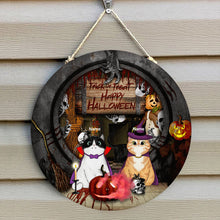 Trick Or Treat - Happy Halloween - Scary Peeking - Personalized Cat Door Sign